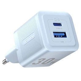 Vention FEQL0-EU Cargador de pared GaN 30W con 1 puerto USB-C y 1 puerto USB